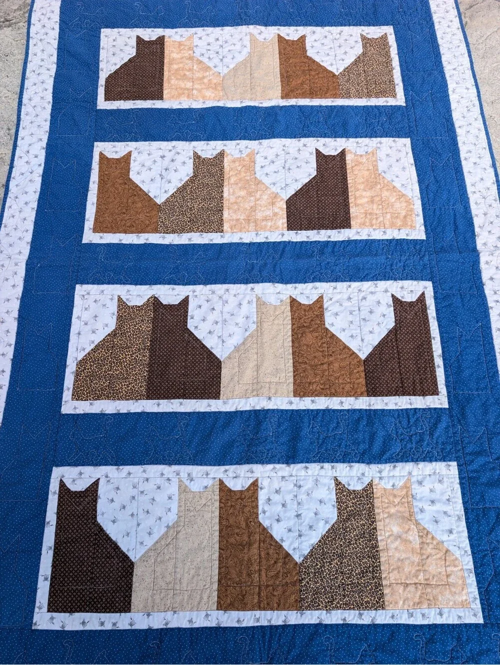 Quilt Handmade Cats Cat Lover Patchwork Throw Blanket Wall Hanging 44x66